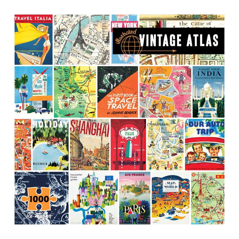 Re-Marks Vintage Atlas Puzzle, 1000-Piece Puzzle for All Ages, Fun Jigsaw Puzzle - Image 1